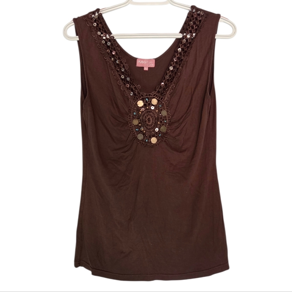 Y2K Vintage Pudding Jeans Beaded Tank Size XL